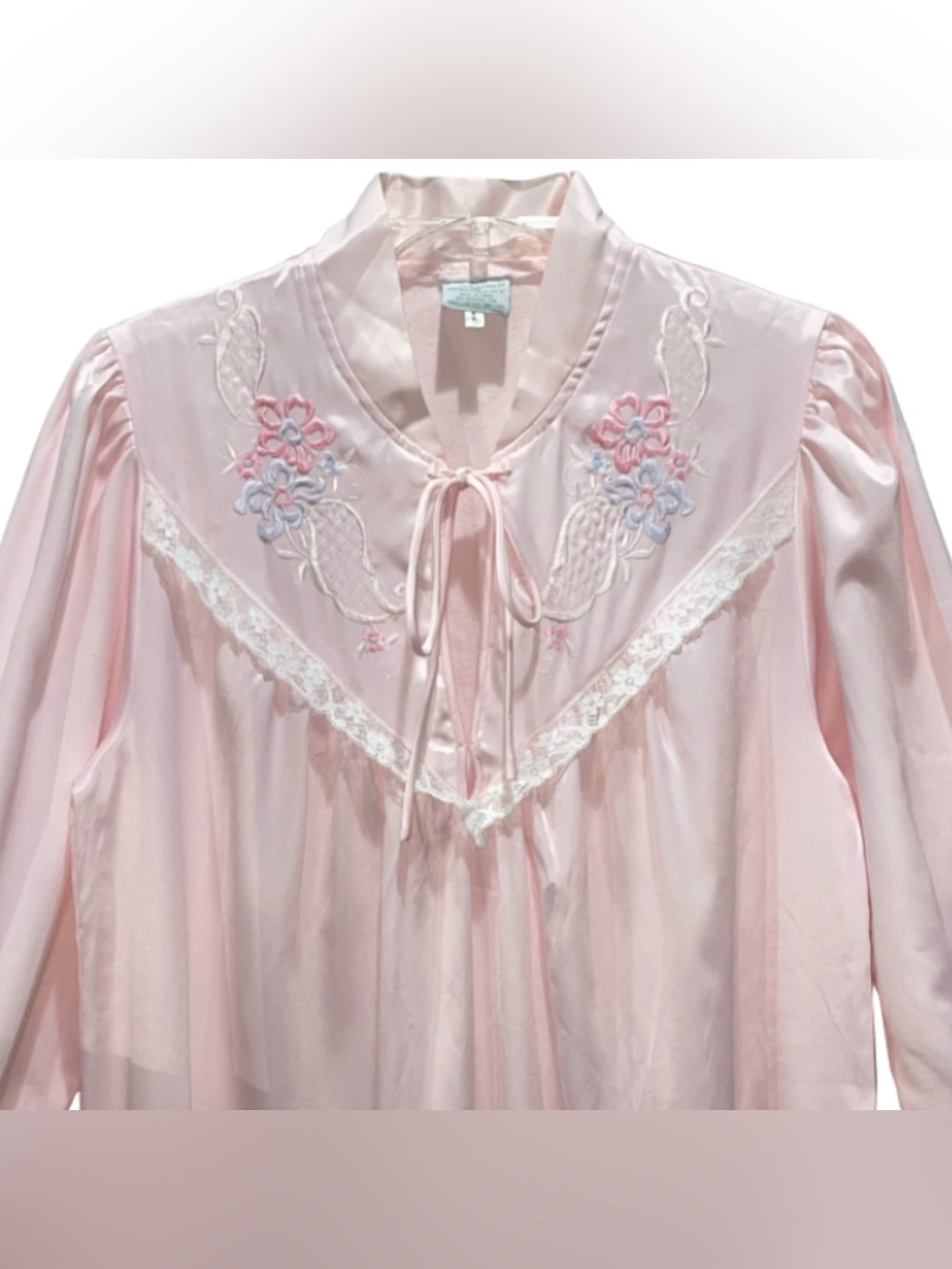 VTG Gilligan O'Malley Size S Pink Nightgown Floral Embroidery Lace Trim Coquette